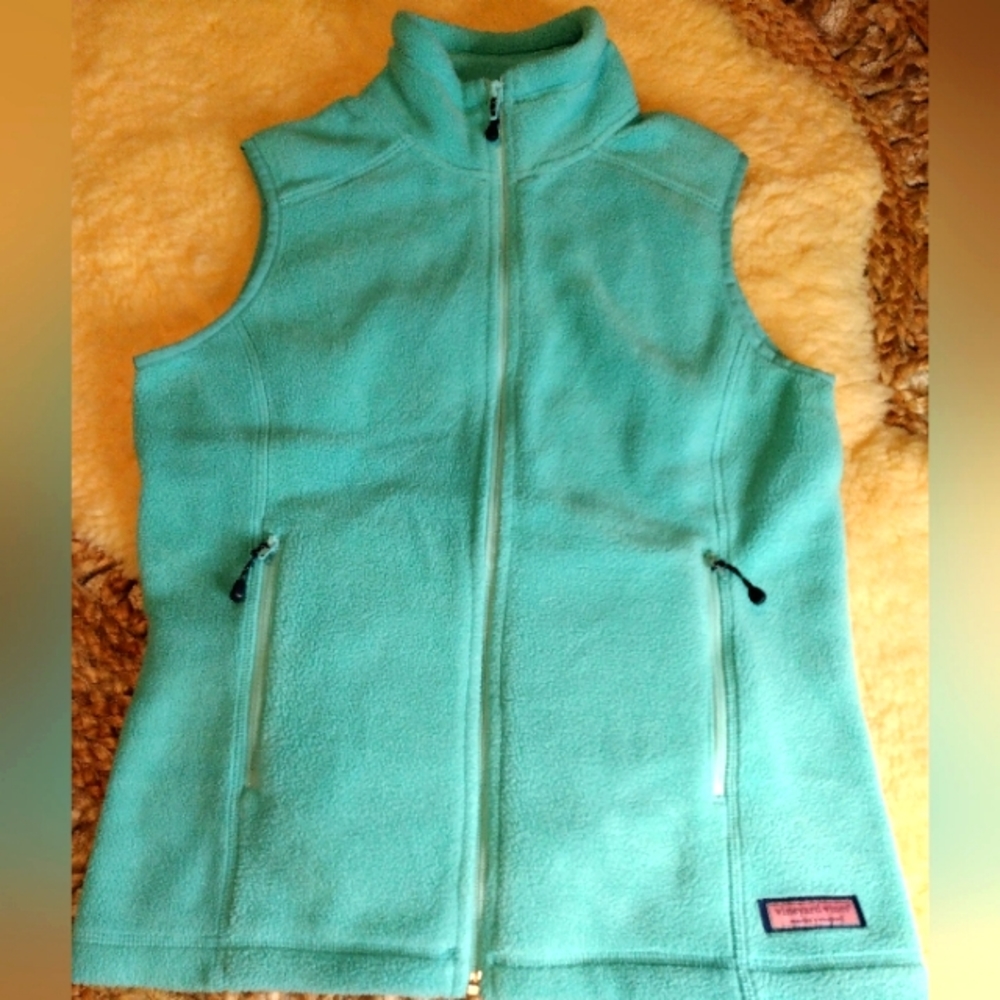 Vineyard Vines Teal Blue Spring Fleece Vest